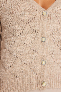 TRENDYOLMILLA Vizon Ajurlu/Delikli V Yaka Triko H?rka TWOAW24HI00311  фото 4