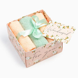 Набор махровых салфеток Этель Gift 30х30см-3шт, хлопок,340 г/м2  фото 6