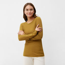 Лонгслив женский KAFTAN: Basic line, тёмно-оливковый, размер 40-42
