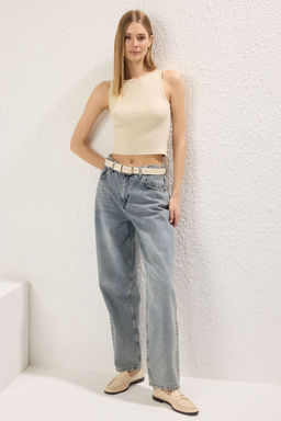 Tas Ask?l? Fitted/Vucuda Oturan Esnek Orme Bluz TWOSS24BZ00535