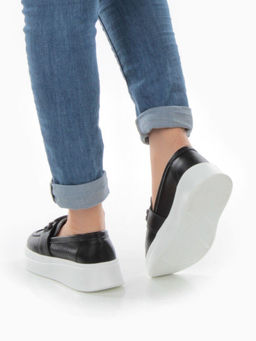 03-PDD169-6 BLACK/WHITE Полуботинки женские (натуральная кожа) - Фабричный китай фото 3