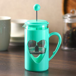 Заварочный чайник френч-пресс Доляна Комплимент, 350 мл, стекло, бирюзовый