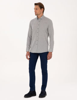 Gri Slim Fit Uzun Kollu G_mlek
