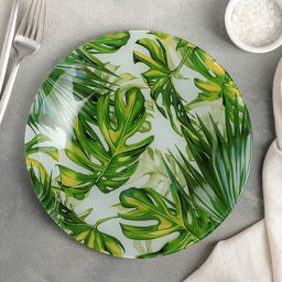 Тарелка стеклянная обеденная Доляна Монстера, d=23 см