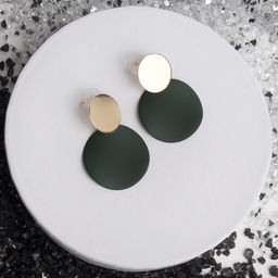 Серьги металл Леди два круга, цвет зелёный в золоте - Queen fair фото 2