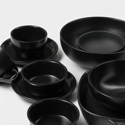 Блюдо для подачи Magistro Carbon, 200 мл, 11.5×10.3 см, керамика, набор 2 шт., чёрное