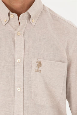 U. S. Polo Assn / Мужская рубашка с длинным рукавом цвета экрю - U.s. polo assn фото 7