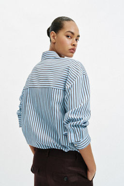 CAMISA RAYAS POPEL?N OVERSIZE / Azul / Blanco - Zara фото 4