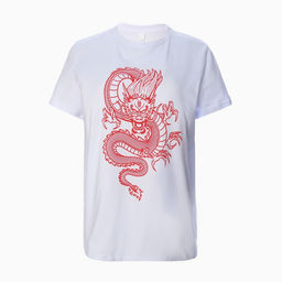 Футболка женская «Дракон», принт белый, красный, размер 52