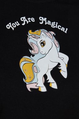 Trendyolmilla Siyah Pamuklu Eglence Bask?l? Biye Detayl? Orme Pijama Tak?m? THMSS21PT0953 фото 9