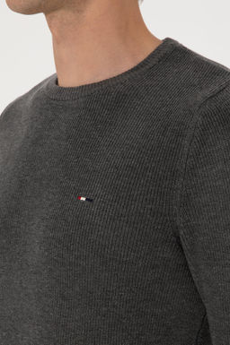 Erkek Slim Fit Bisiklet Yaka Antrasit Melanj Basic Kazak - U.s. polo assn фото 7