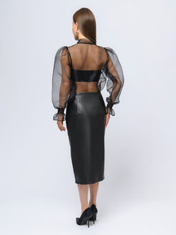 Блуза черного цвета из органзы - 1001dress фото 5