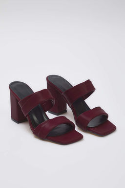 Trendyolmilla Shoes Bordo Cift Bantl? Kad?n Blok Topuklu Terlik TAKSS25TO00102  фото 4