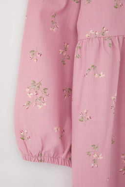 Gul Kurusu Pamuklu K?z Cocuk Midi Boy Bebe Yaka Dokuma Elbise TKDAW25EL00029 - Trendyolmilla фото 2