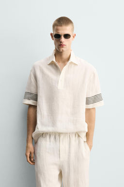 CAMISA POLO 100% LINO / Crudo