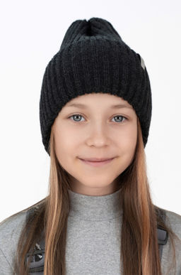 Шапка вязаная антрацит Ш-120 (56-58)