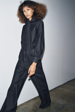 ZW COLLECTION DENIM SHIRT WITH BOW - Zara фото 4