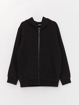 Kap??onlu Basic Uzun Kollu Erkek ?ocuk Fermuarl? Sweatshirt