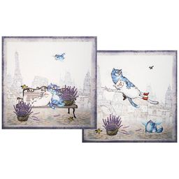 НАБОР САЛФЕТОК ИЗ 2-Х ШТ СИНИЕ КОТЫ. ПАРИЖ,40Х40СМ, 100