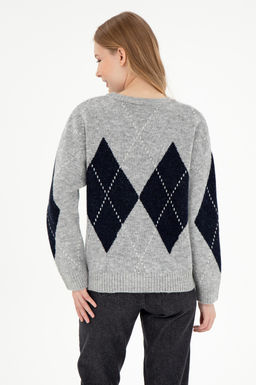 Женский серый меланжевый свитер с круглым вырезом Неожиданная скидка в корзине - U.s. polo assn фото 5