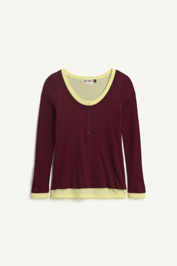 CTTN DBL TSHRT 16 / Burgundy - Zara фото 5