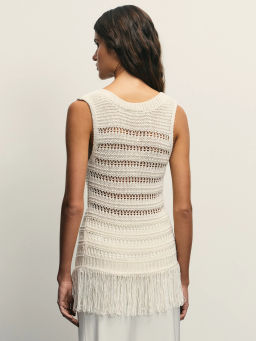 Топ ажурной вязки с бахромой / Zarina  фото 5