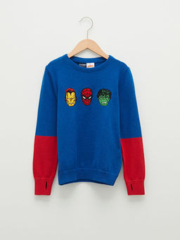 Bisiklet Yaka Marvel Lisansl? Uzun Kollu Erkek ?ocuk Triko Kazak