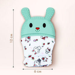 Прорезыватель-рукавичка Крошка Я «Зайка», от 3 мес., голубой/зеленый