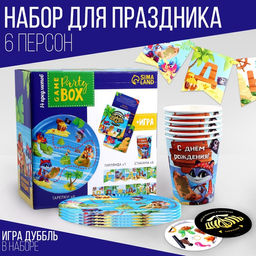 Набор бумажной посуды Сокровище пиратов: 6 тарелок, 6 стаканов