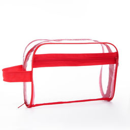 Косметичка на молнии, с ручкой, цвет красный