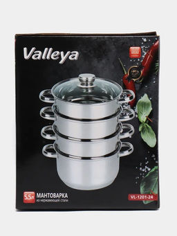 Мантоварка нерж. 4 уровня, 3 решетки, д. 24 см, арт. VL-1201-24, ВЛ0117 (90262, 78108)