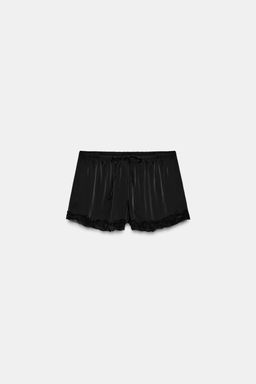 SHORT MINI SATINADO ENCAJE / Negro - Zara фото 9