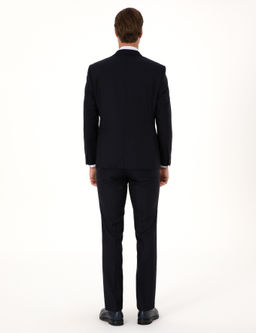 Lacivert Slim Fit %100 Y_n _izgili Tak_m Elbise