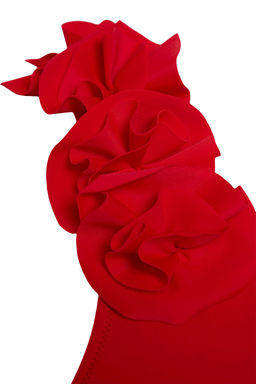 TRENDYOLMILLA K?rm?z? Tek Omuz Cicek Aplikeli Regular Bikini Tak?m? TBESS25BT00079 фото 6