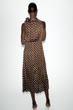 VESTIDO MIDI LUNARES LAZO / Marr?n / Crudo - Zara фото 7