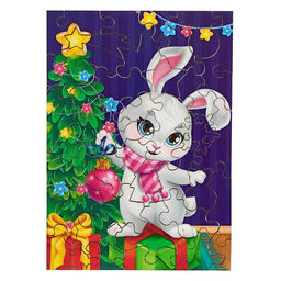 Пазл фигурный Поздравление от зайки - Лесная мастерская фото 4