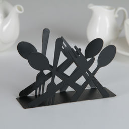 Салфетница Доляна Приборы, 13,54,59,5 см, цвет чёрный  фото 2