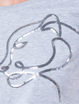 VILATTE / Футболка с цельнокроеным рукавом и вышивкой пайетками  фото 2