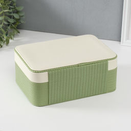 Шкатулка для украшений «Бантик», с зеркалом, искусственная кожа, бело-зелёная, 17×23.5×10 см