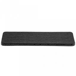 "Шунгит 3D" Блюдо прямоугольное фарфоровое 306х103х11мм, черный, глянцевая глазурь, рельефный декор (Китай)