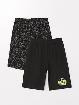 Beli Lastikli Bask?l? Erkek ?ocuk Pijama ?ort 2li