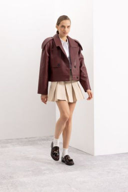 Coool Piliseli Normal Bel Basic Duz Gabardin Mini Etek