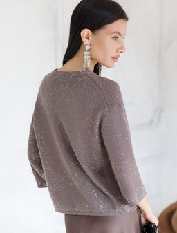 Джемпер из хлопковой пряжи с пайетками - Vilatte фото 3