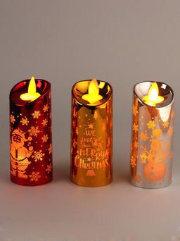 Свеча новогодняя с подсветкой и гравировкой 5*5*11 см (батарейки)