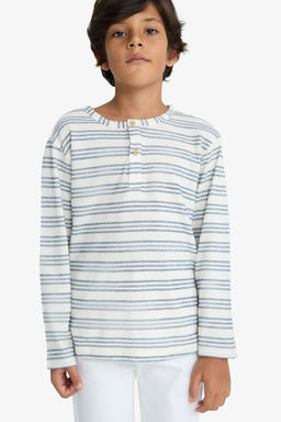 Bisiklet Yaka _izgili Sweatshirt Erkek _ocuk