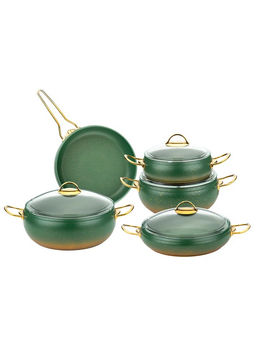 Набор посуды с АПП из 9 (5/4) предметов, крышки стеклянные, цвет: оливковый/золотой, арт. 1000-OLV/G
