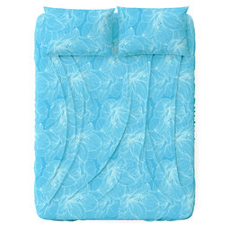 Простыня 2-х спальная "Аквилегия" голубой 180х220см, поплин 115г/м2, хлопок 100%, упаковка "классическая" ПВХ 28х41см, "Домашняя мода" (Россия)