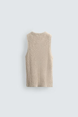 CAMISETA TANK ESTRUCTURA PUNTO ALGOD?N - LINO / Beige claro