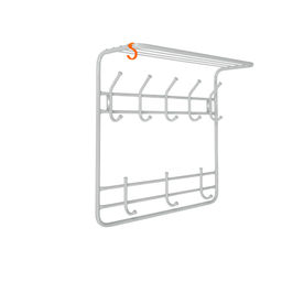 Вешалка настенная металл. 2-х ярусная 60см (белое серебро/белый)