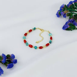 Браслет из Коралла и Бирюзы 16,5 см +